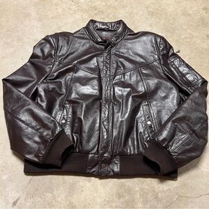 Men's Brown Leather Bomber Jacket - Classic Style